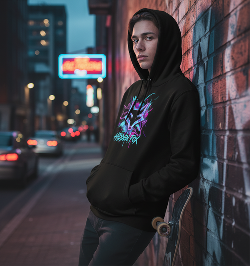 Hidden Fox Echo Hoodie — Black
