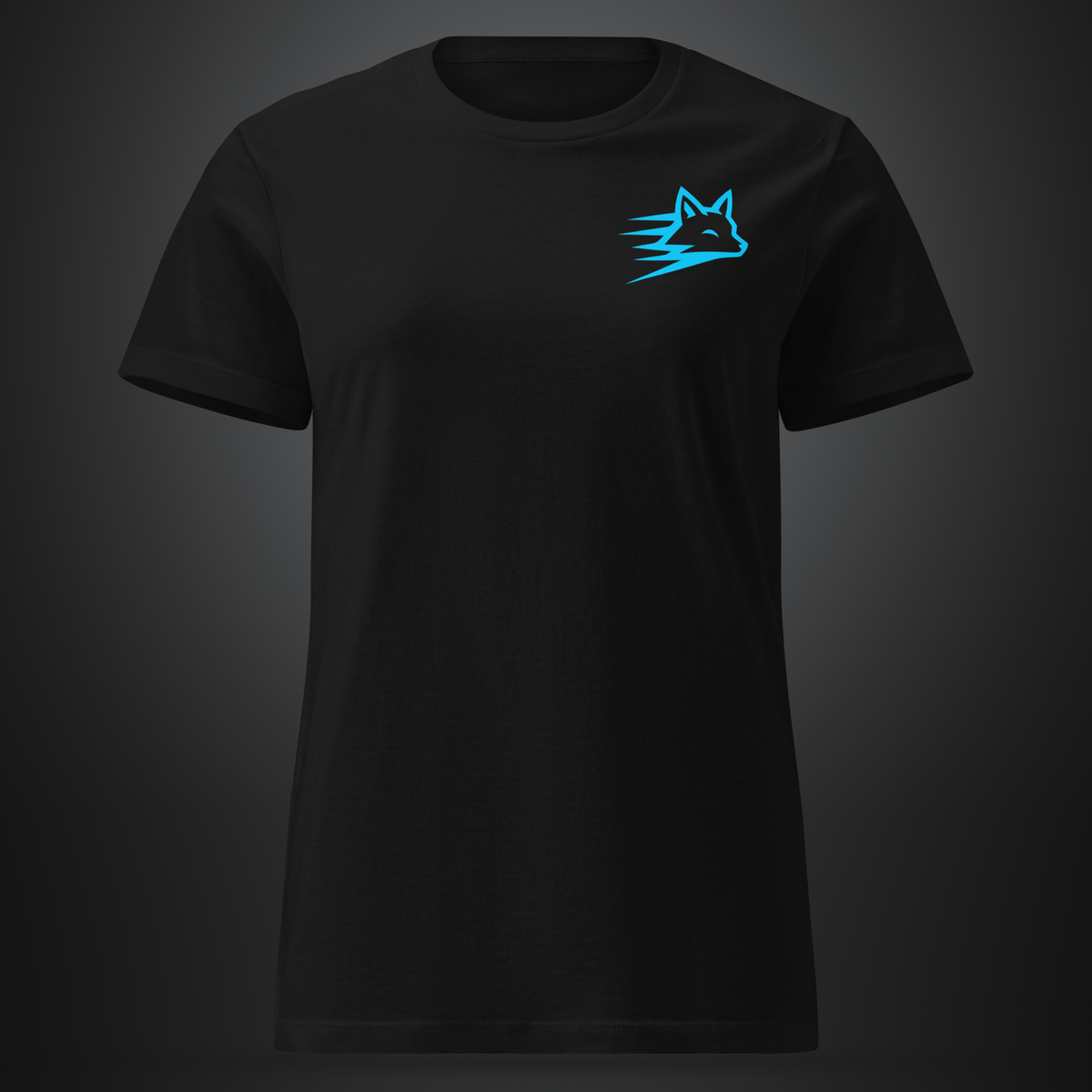 stay fox women fitted tee blue on black